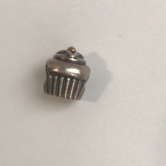 Pandora Retired Cupcake Charm 925 Sterling Silver with 14k Gold Accent 790417 - Picture 5 of 10